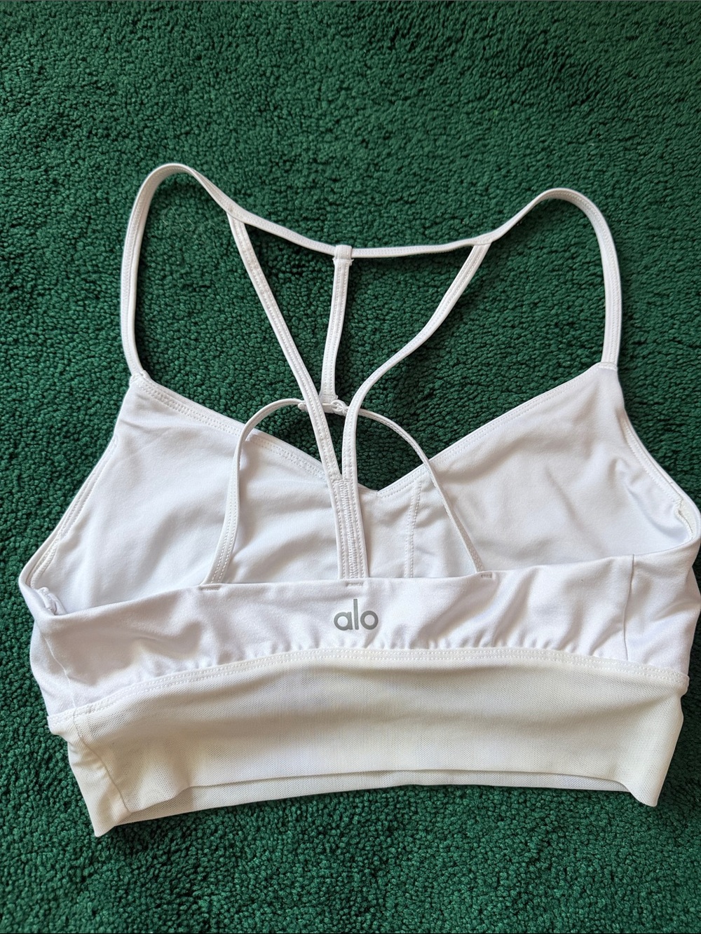 ALO Yoga White Strappy Back Sports Bra